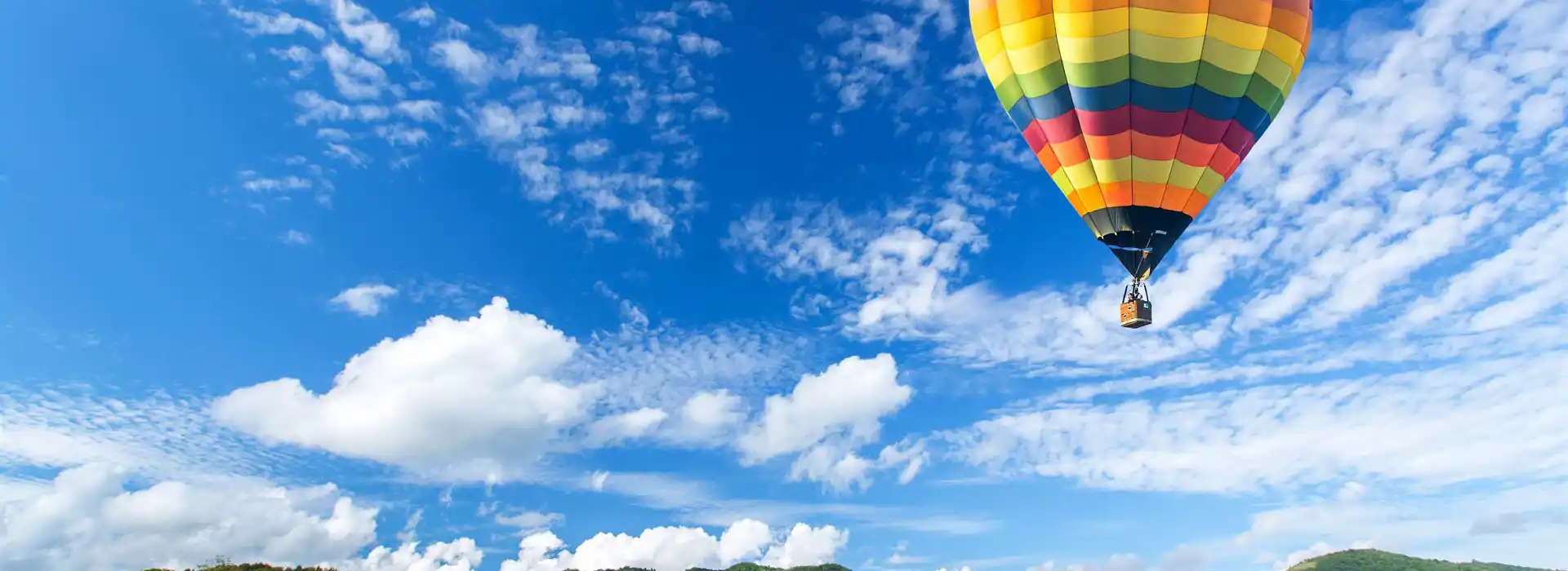 Hot air balloon adventure over the fields