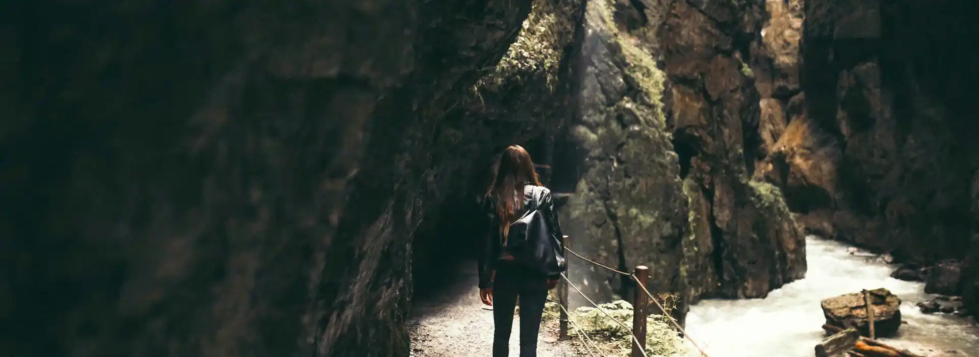 Woman on caving potholing mini adventure