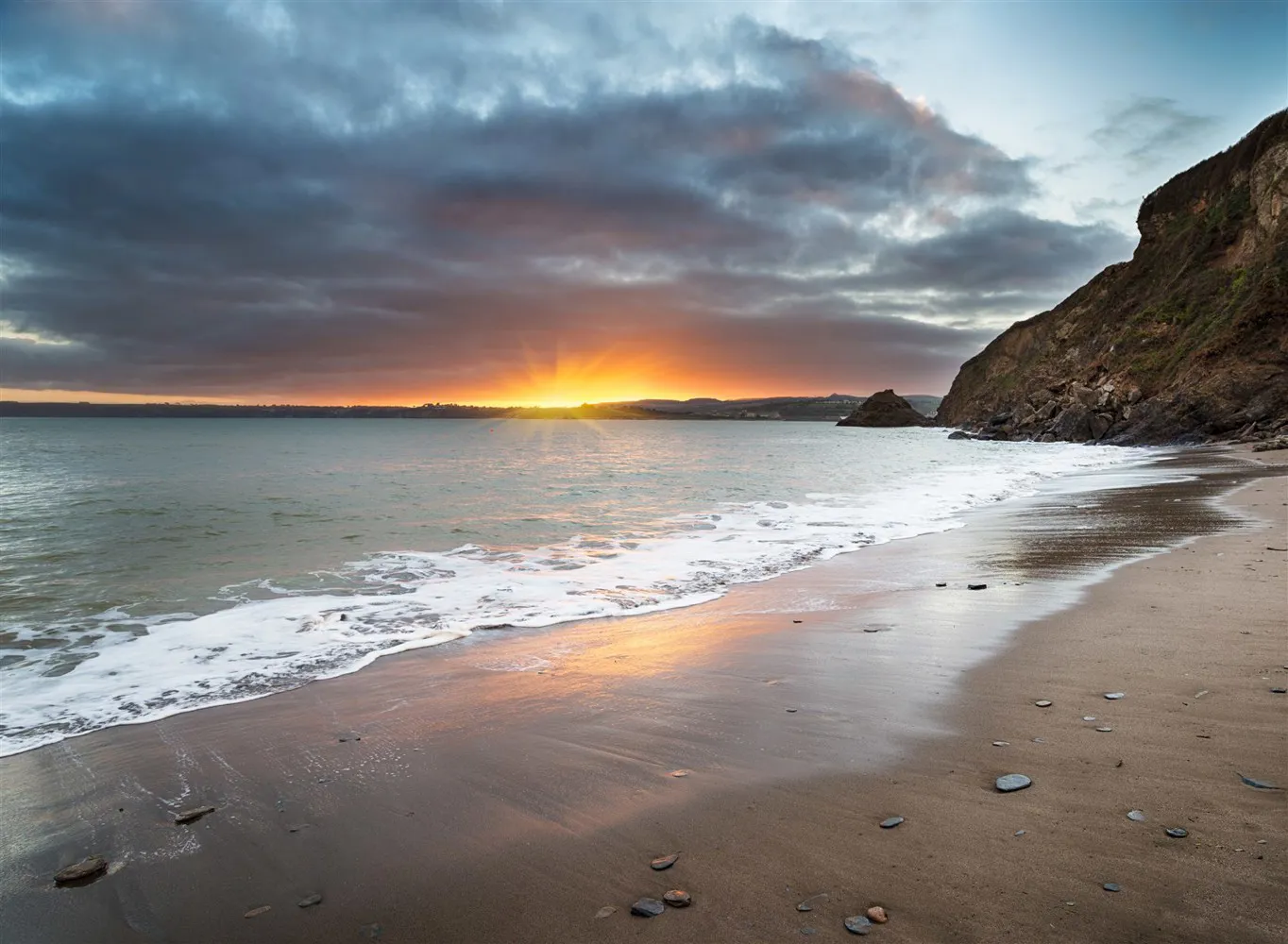Sunset at Polkerris Beach, Cornwall