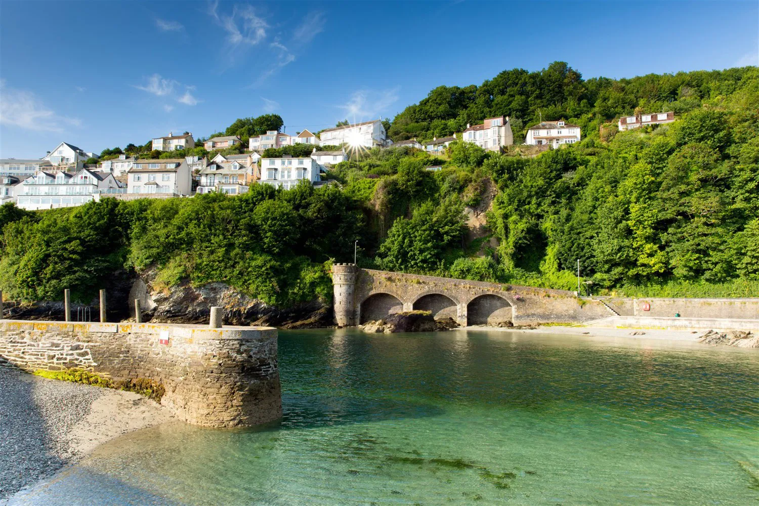 Looe harbour and river, Cornwall