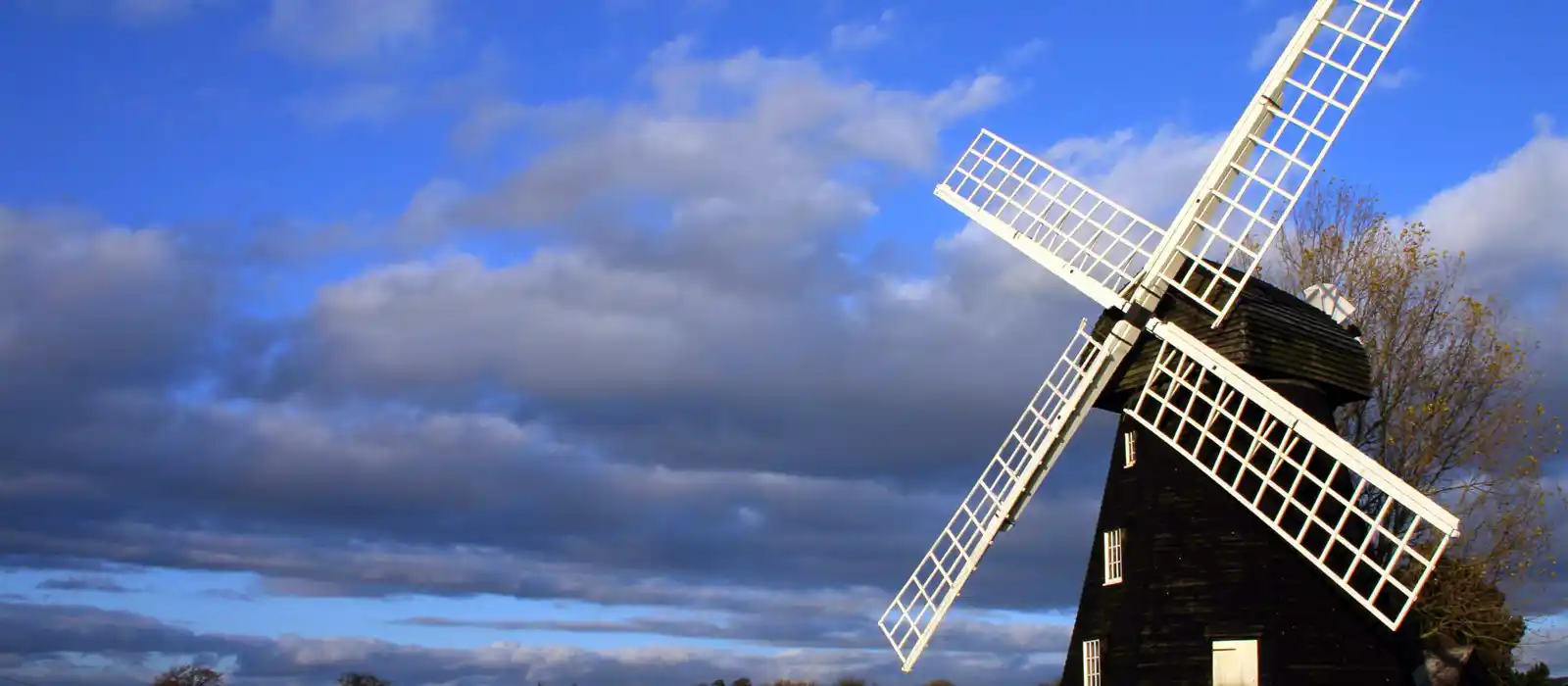 Lacey Green Windmill Buckinghamshire, England, photographed with large dramatic sky