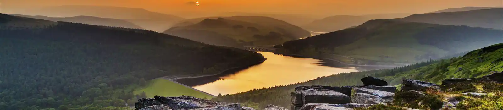 Sunset over Ladybower Reservoir from Bamford Edge, Peak District, Derbyshire
