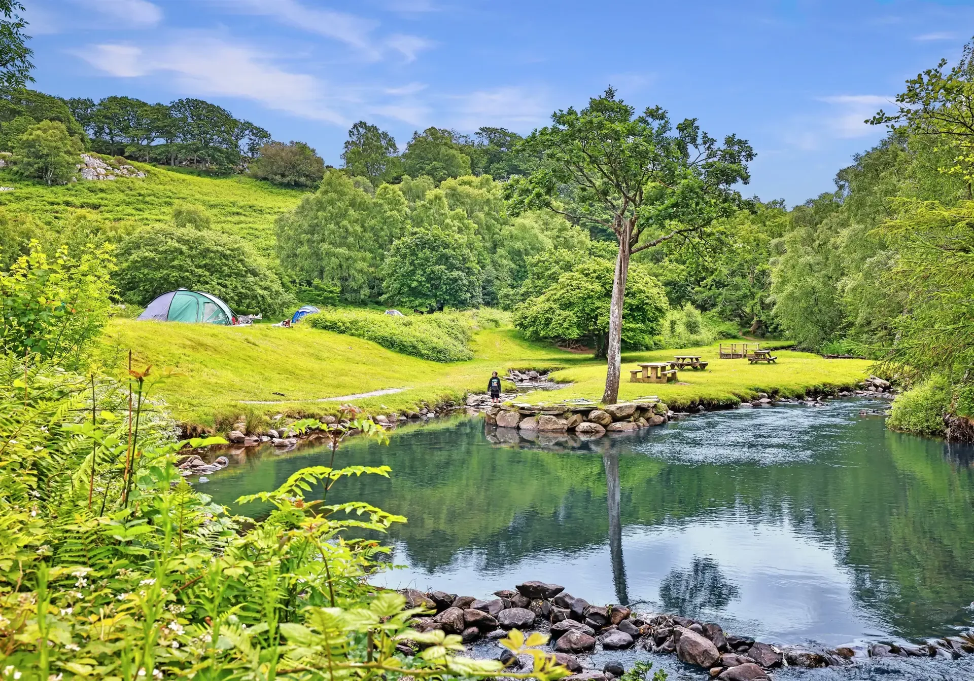 Campsite overlooking a river