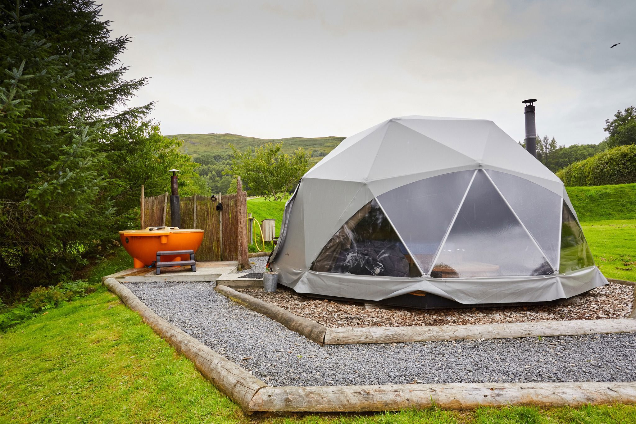 Glamping domes with hot tubs
